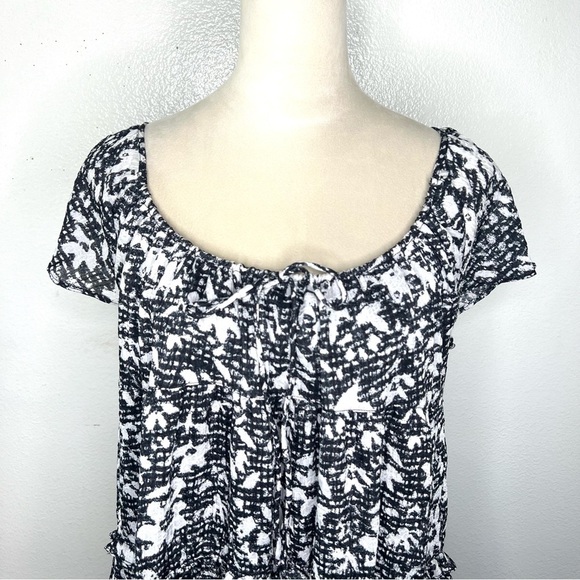 URBAN OUTFITTERS Bea Gingham Floral Mini Dress Black White Size Medium - Picture 7 of 15